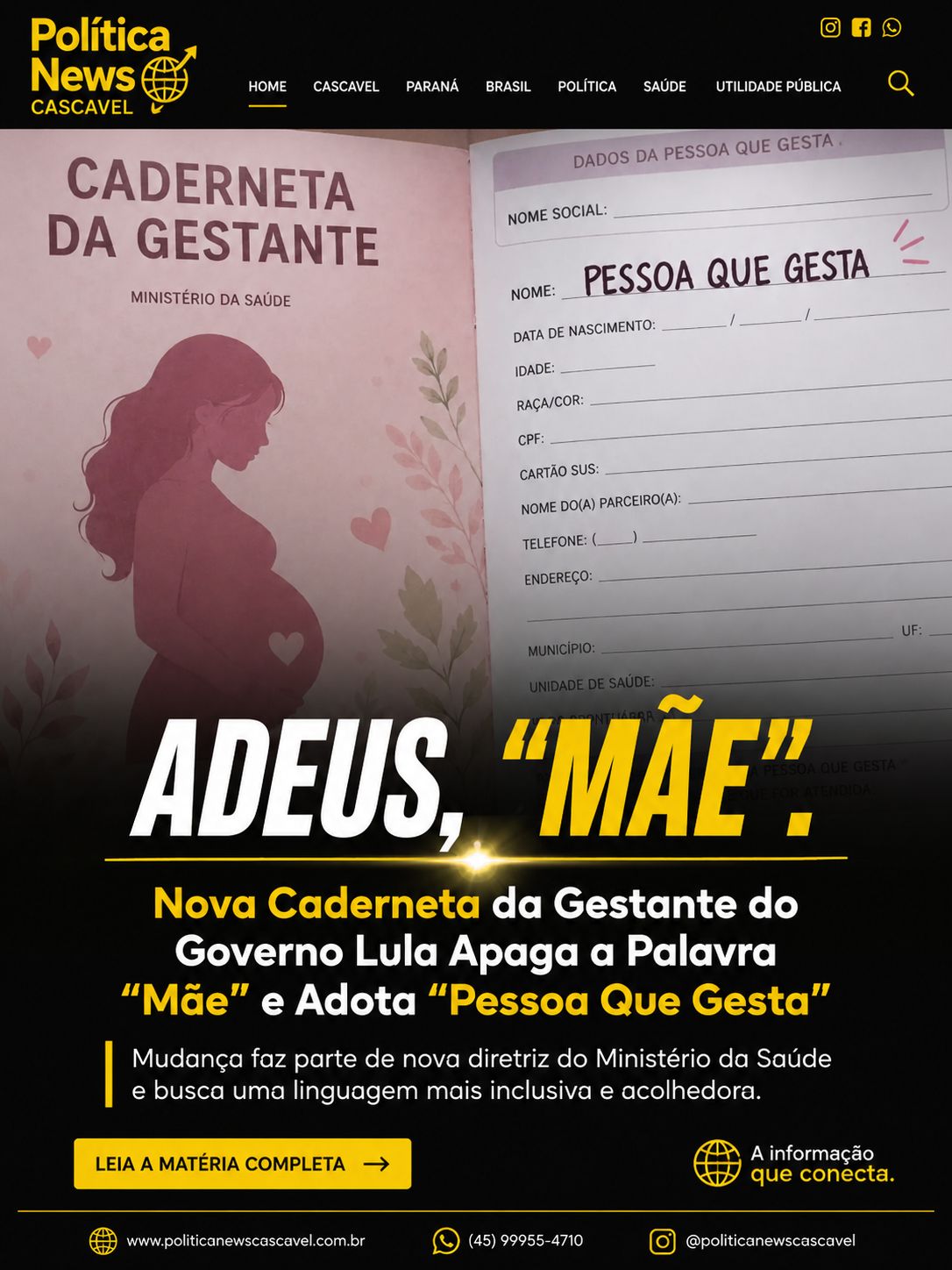 ADEUS, “MÃE”: Nova Caderneta da Gestante do Governo Lula Apaga a Palavra “Mãe” e Adota “Pessoa Que Gesta”