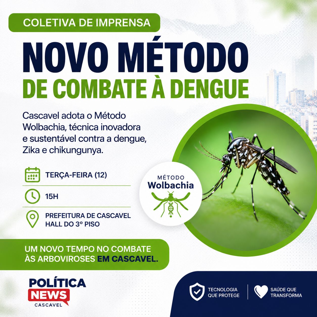 Cascavel inicia método histórico contra dengue com “wolbitos” e promete mudar cenário das arboviroses