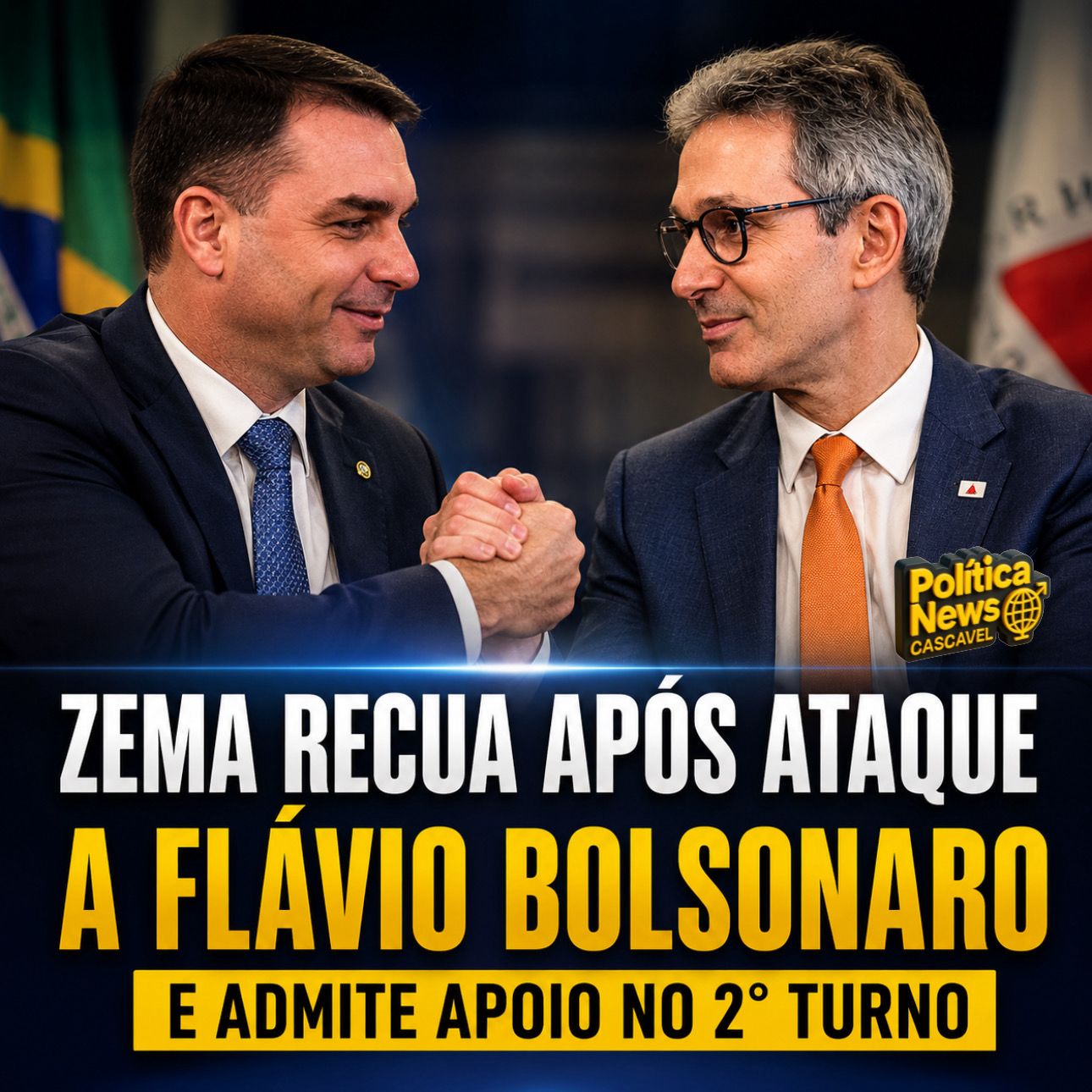 Zema recua após críticas a Flávio Bolsonaro e admite apoio no segundo turno