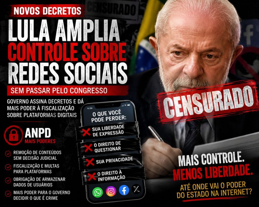 Lula assina decretos sobre redes sociais e amplia fiscalização das plataformas digitais no Brasil