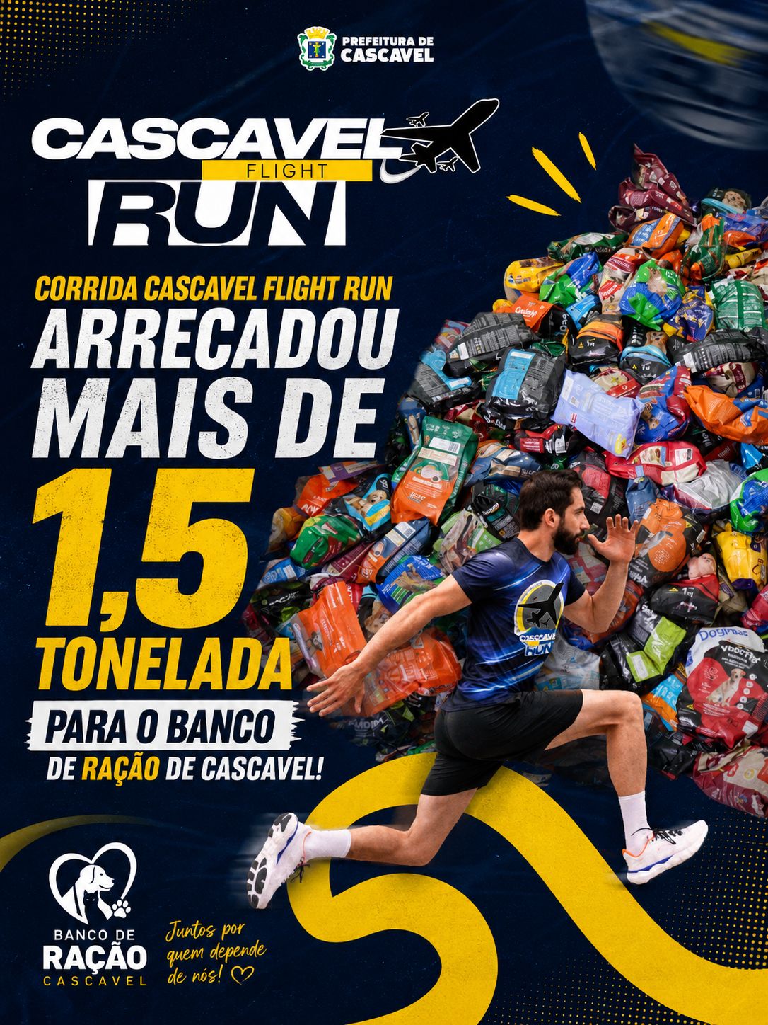 Corrida Cascavel Flight Run arrecada mais de 1,5 tonelada para o Banco de Ração de Cascavel