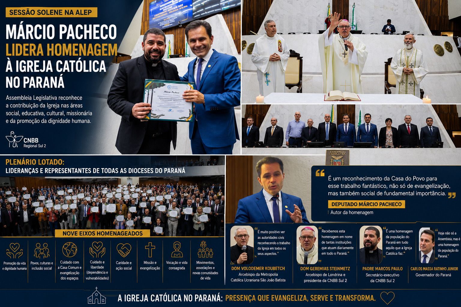 Por iniciativa de Márcio Pacheco, Alep homenageia trabalho social e evangelizador da Igreja Católica