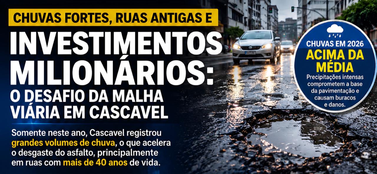 CHUVAS ACIMA DA MÉDIA, RUAS ANTIGAS E INVESTIMENTOS MILIONÁRIOS: O DESAFIO DA MALHA VIÁRIA EM CASCAVEL