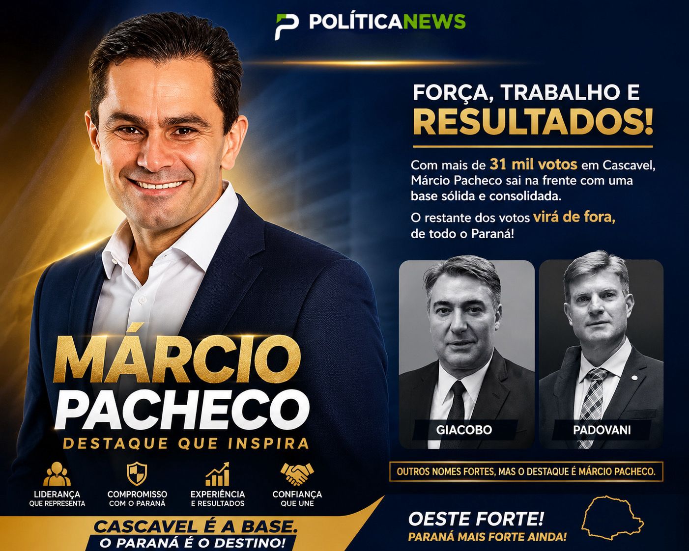 Com possível saída de Padovani e Giacobo da disputa, Márcio Pacheco ganha força no Republicanos