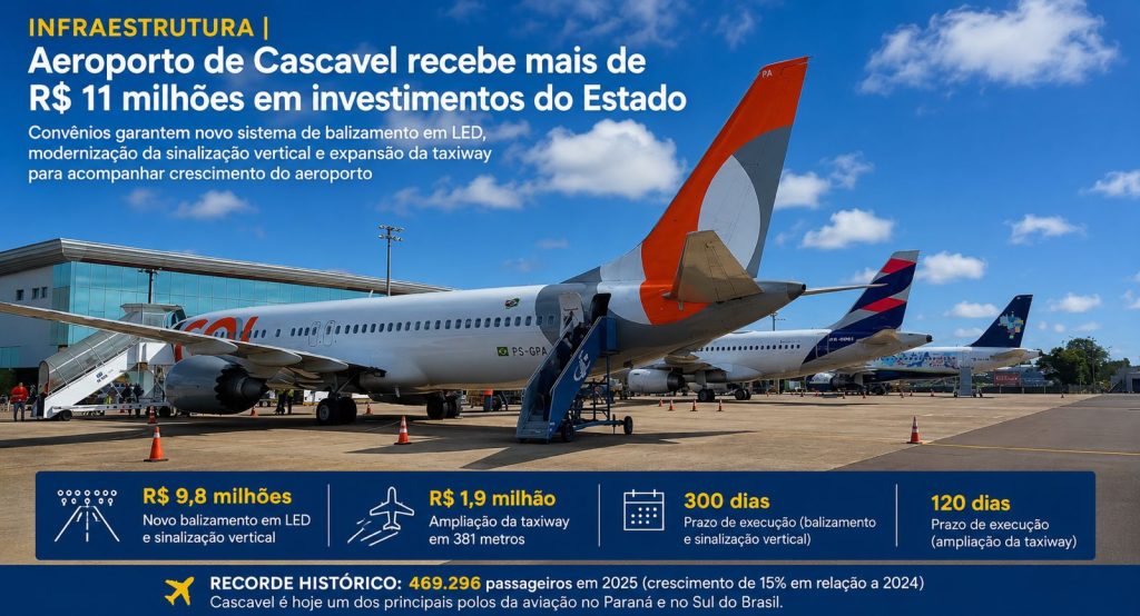 INFRAESTRUTURA | Aeroporto de Cascavel recebe R$ 11 milhões em melhorias operacionais