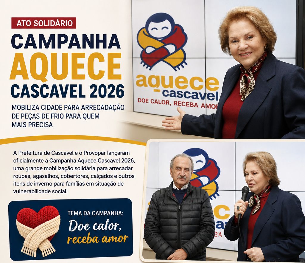 Campanha Aquece Cascavel 2026 mobiliza cidade para arrecadar peças de frio para famílias carentes