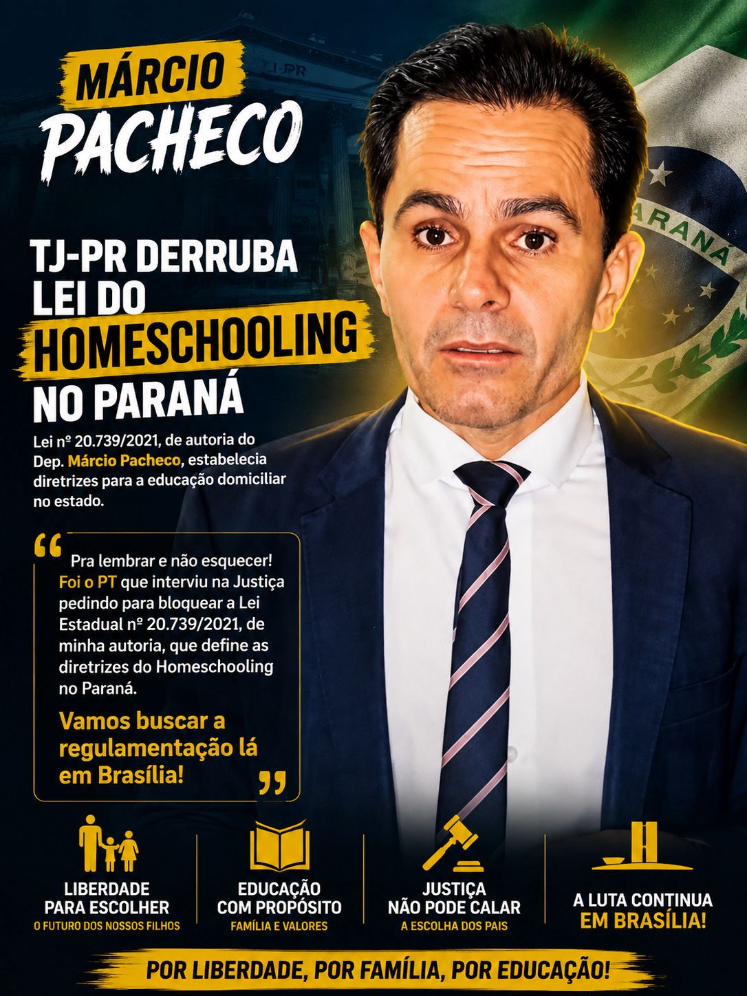 Márcio Pacheco reage após TJ-PR derrubar lei do Homeschooling no Paraná: “Vamos lutar em Brasília”
