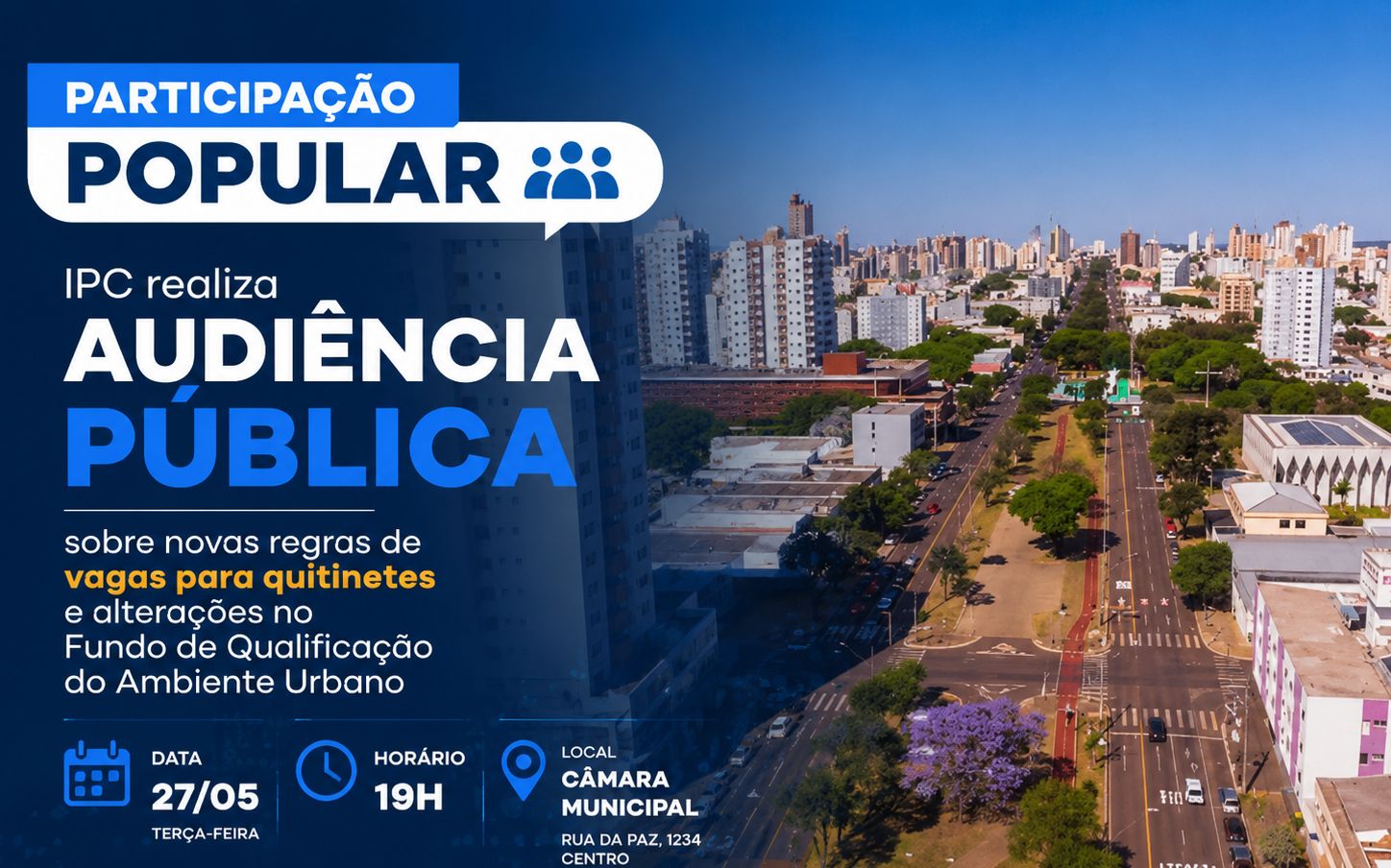 PARTICIPAÇÃO POPULAR | IPC realiza audiência pública sobre novas regras de vagas para quitinetes e alterações no Fundo de Qualificação do Ambiente Urbano