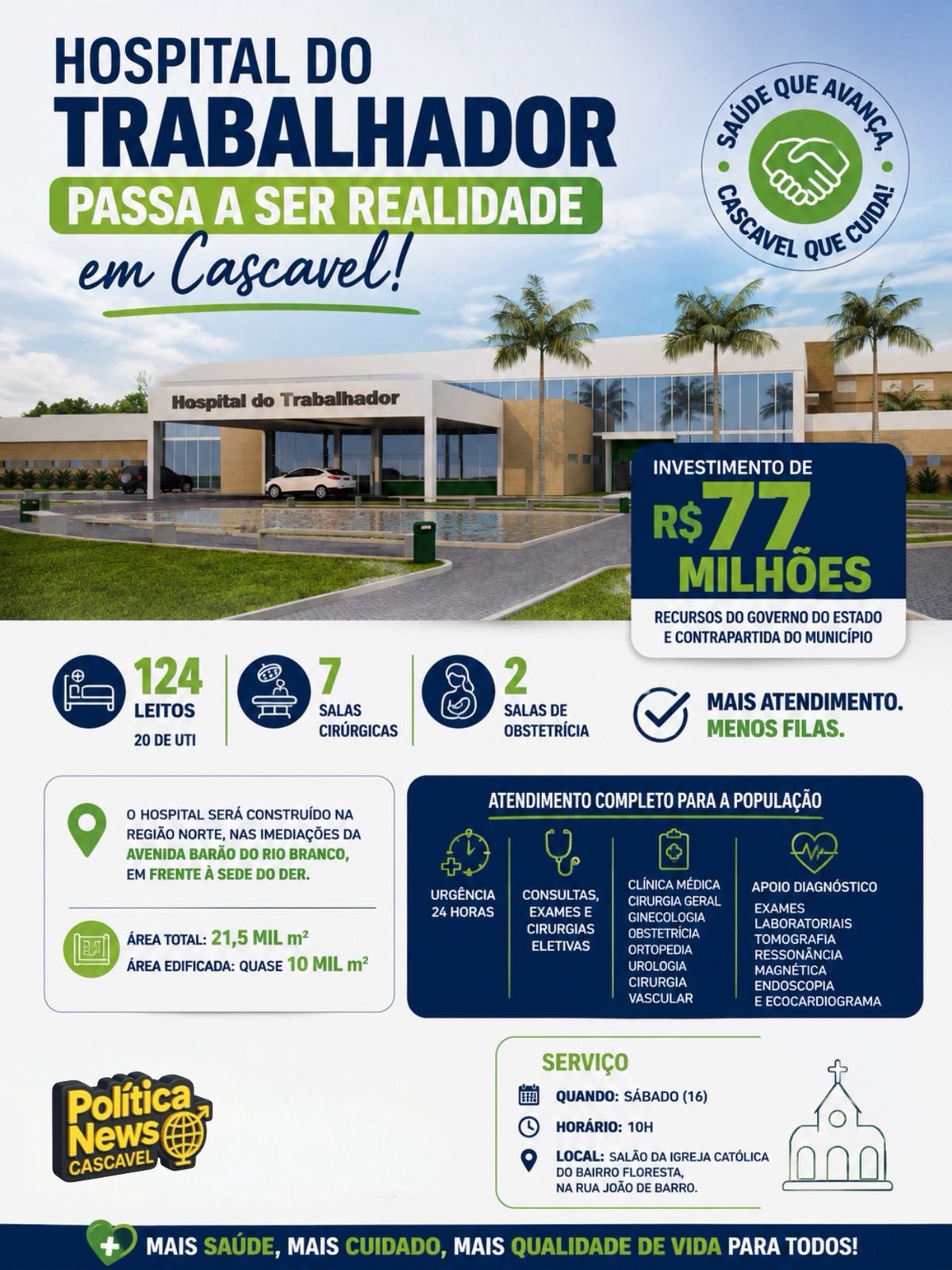 Hospital do Trabalhador passa a ser realidade em Cascavel com assinatura de convênio neste sábado