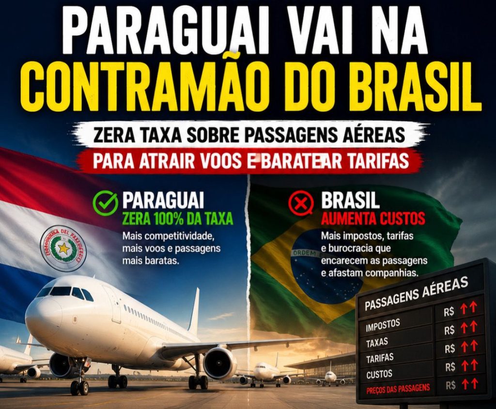 Paraguai vai na contramão do Brasil e corta 100% de taxa sobre passagens aéreas