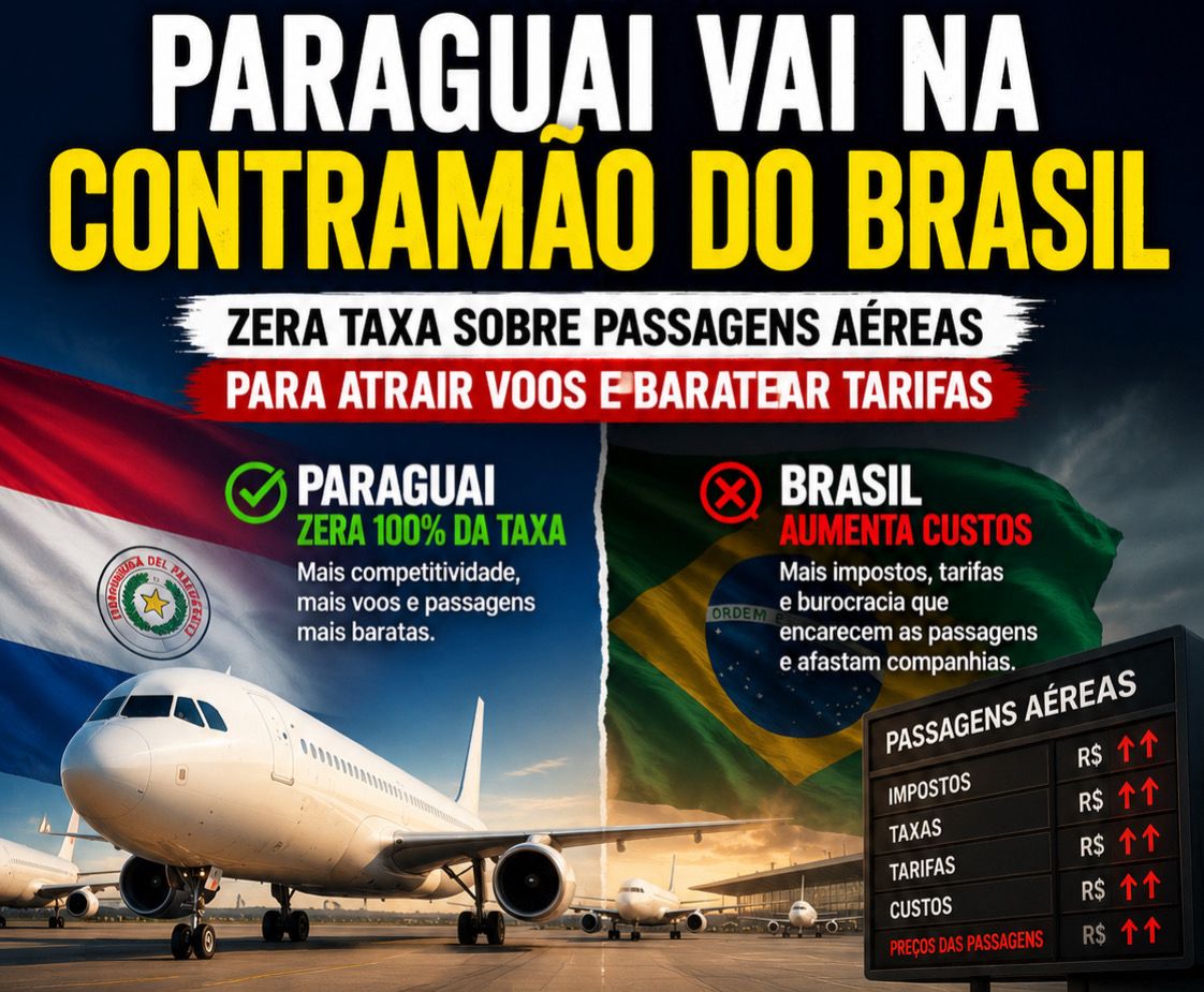 Paraguai vai na contramão do Brasil e corta 100% de taxa sobre passagens aéreas