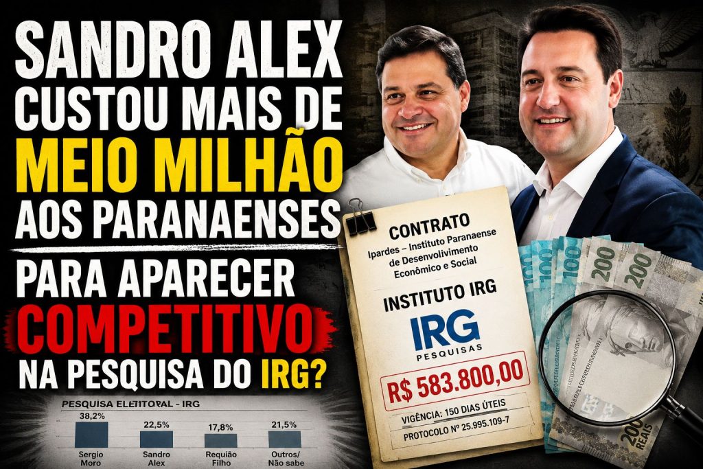 Sandro Alex custou mais de meio milhão aos paranaenses para aparecer competitivo na pesquisa do IRG?