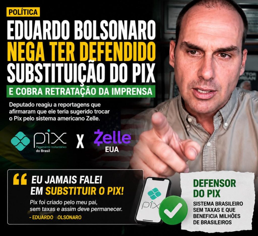Eduardo Bolsonaro nega ter defendido substituição do Pix e cobra retratação da imprensa
