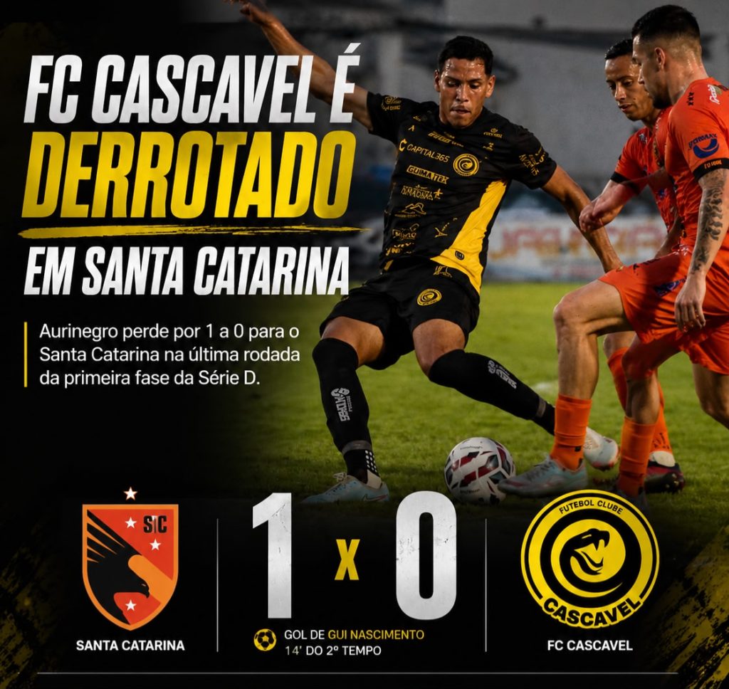 FC Cascavel perde para o Santa Catarina, mas garante classificação e enfrentará o Marcílio Dias na 2ª fase
