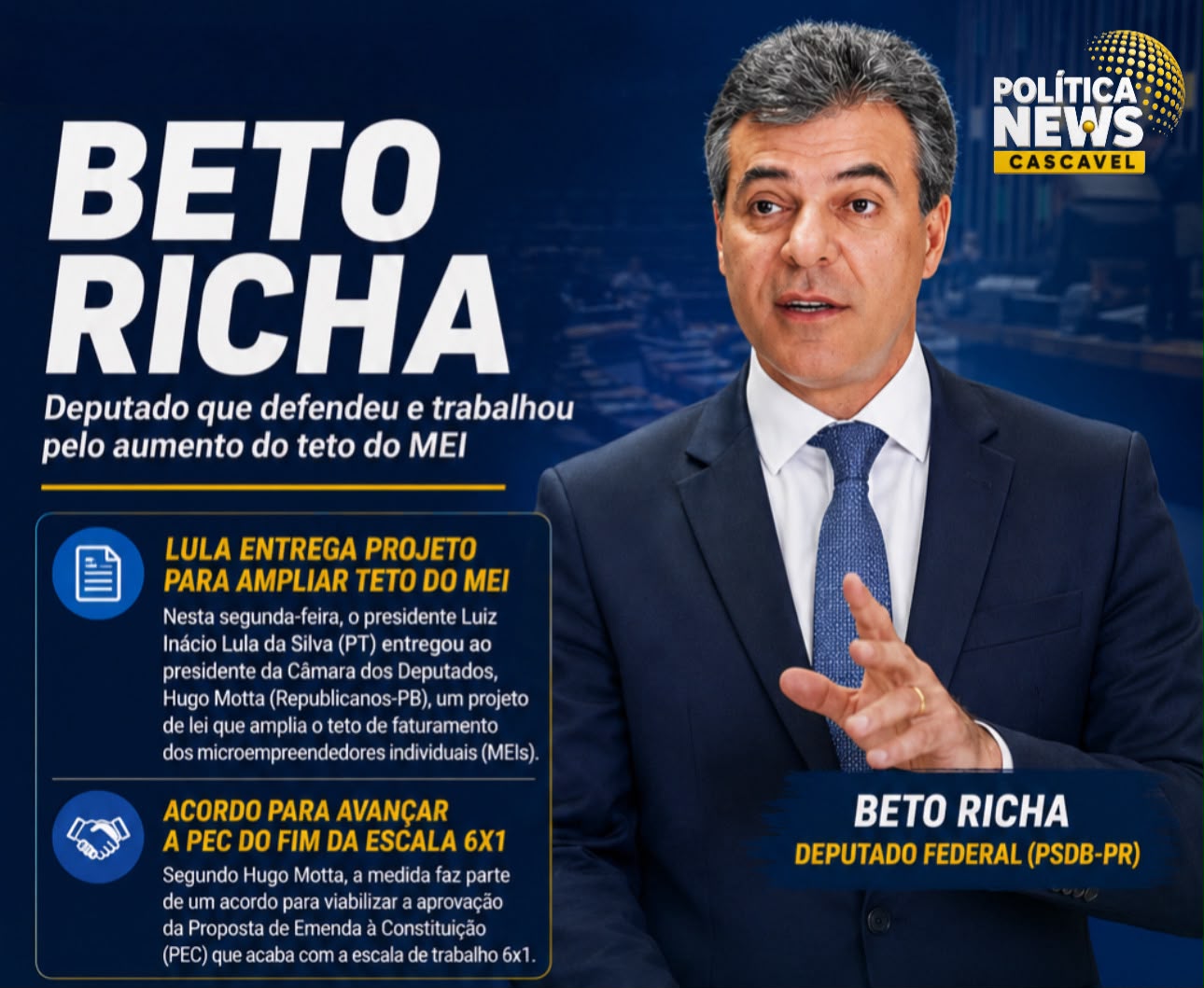 Lula entrega projeto para ampliar teto do MEI; deputado Beto Richa destaca luta em defesa dos pequenos empreendedores