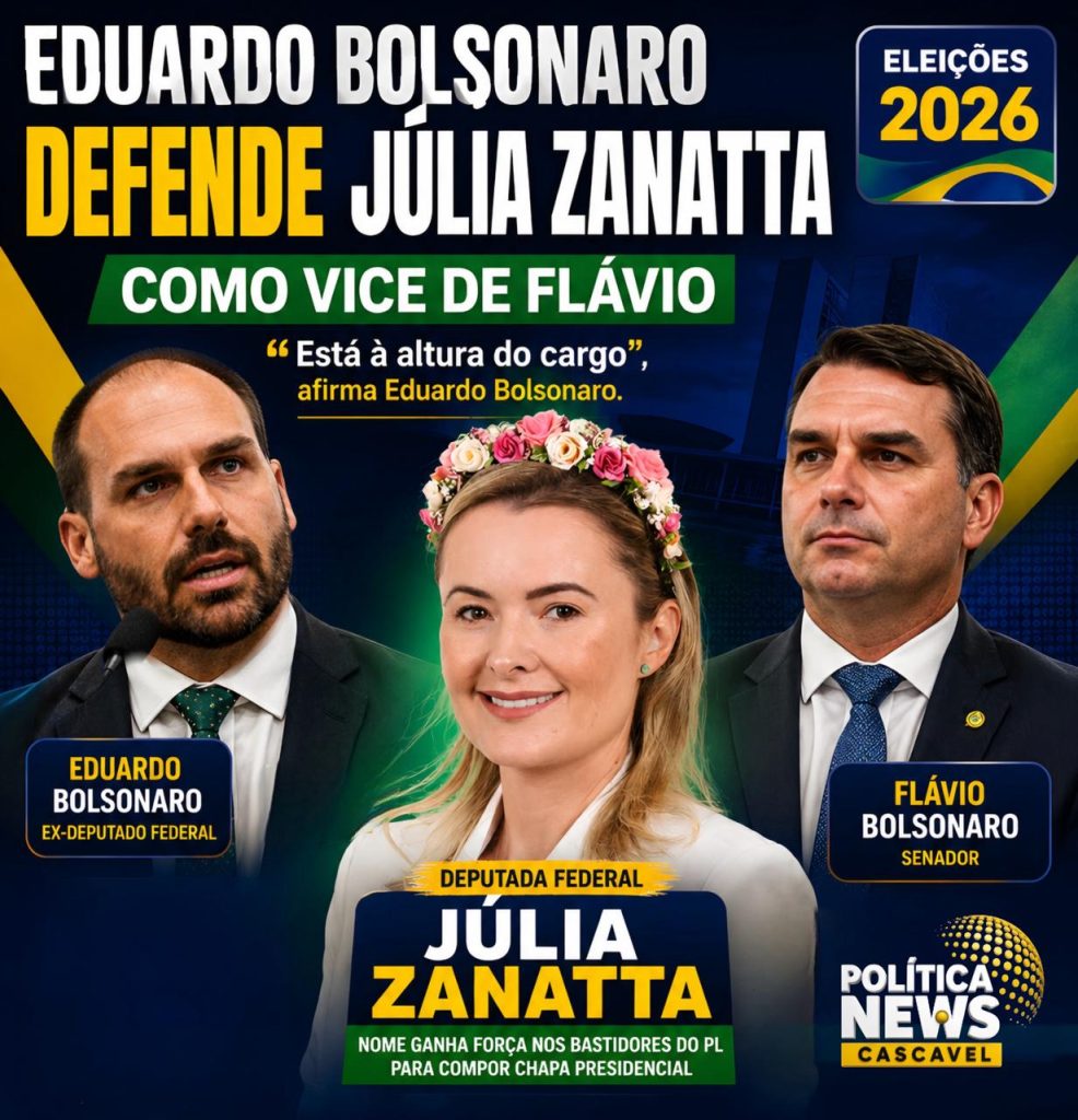 Eduardo Bolsonaro declara apoio a Júlia Zanatta para vice de Flávio Bolsonaro: “Está à altura do cargo”