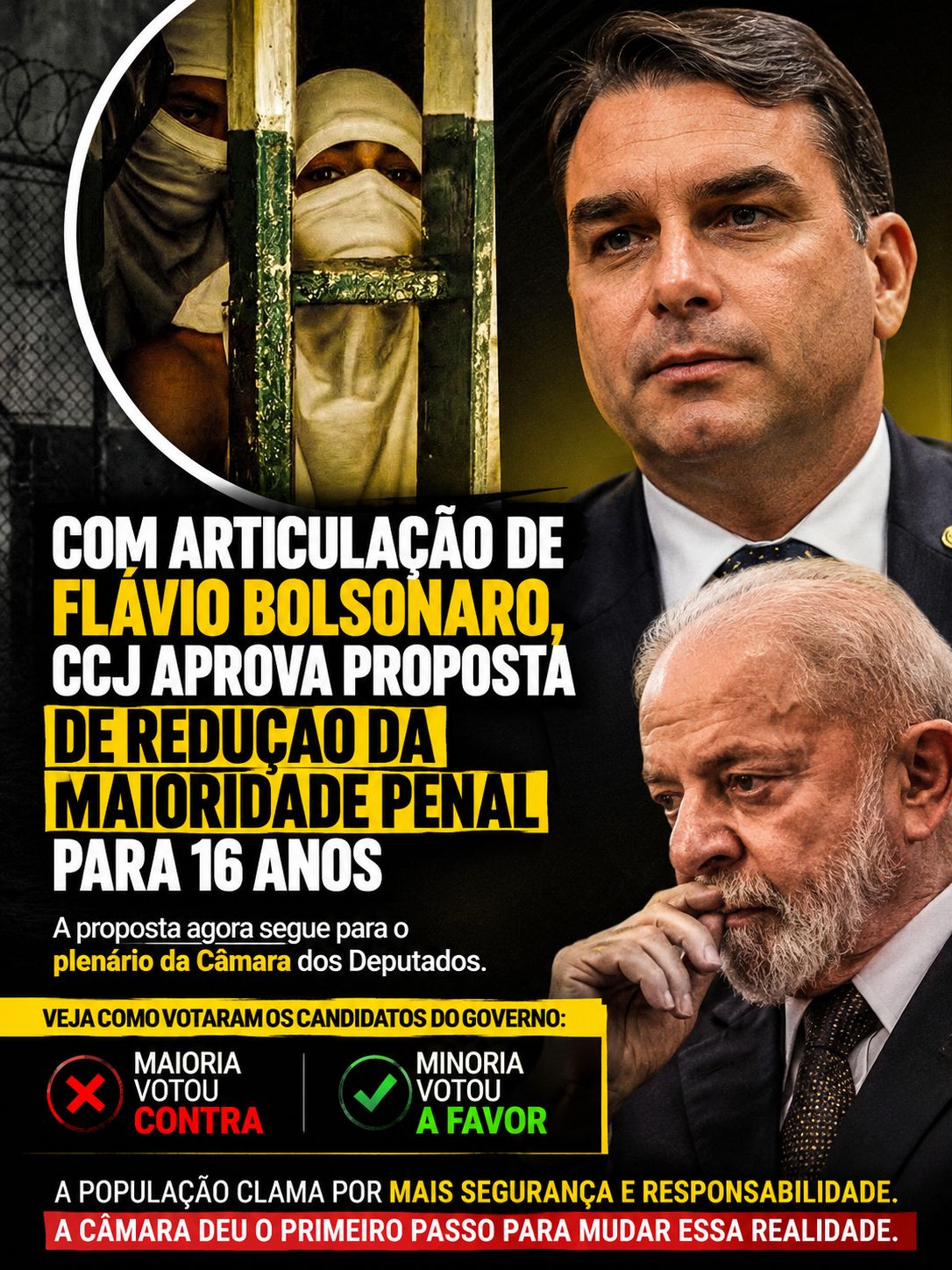 Com articulação de Flávio Bolsonaro, CCJ aprova proposta de redução da maioridade penal para 16 anos