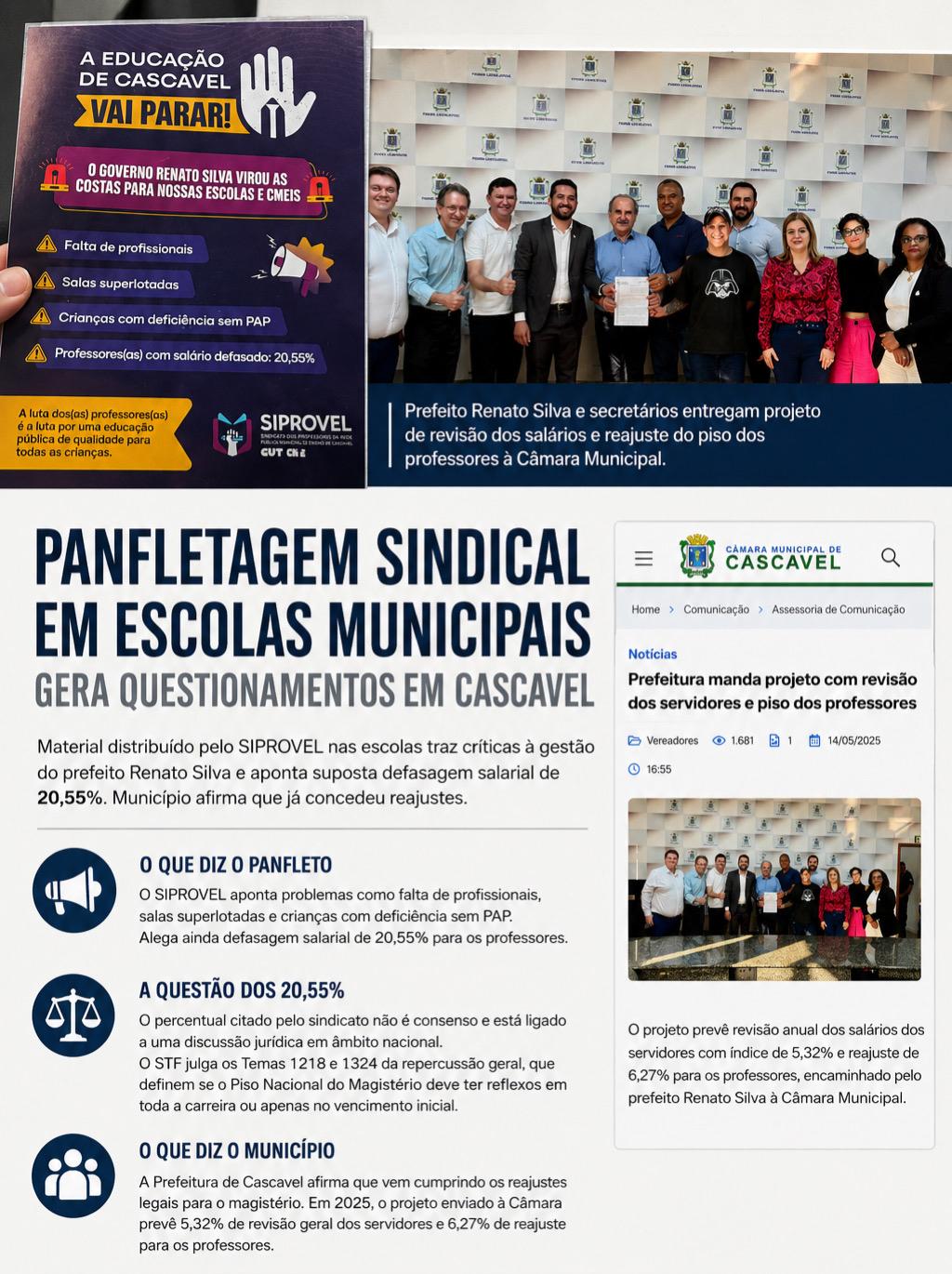 PANFLETAGEM SINDICAL EM ESCOLAS MUNICIPAIS GERA QUESTIONAMENTOS EM CASCAVEL