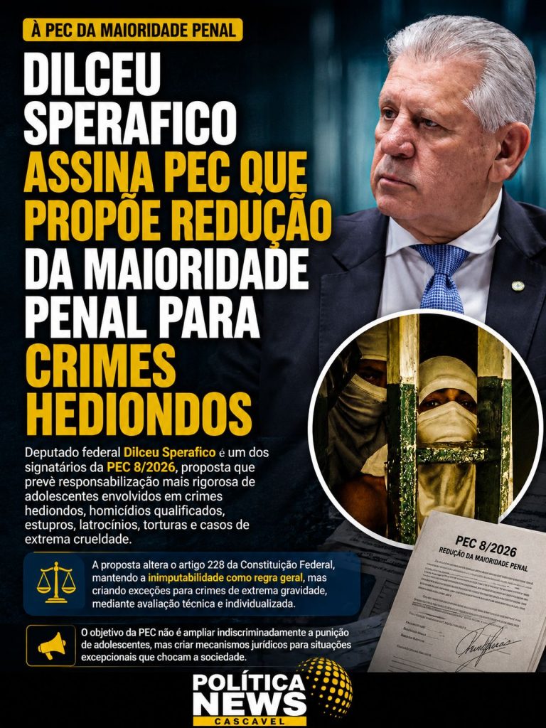 DILCEU SPERAFICO ASSINA PEC QUE PROPÕE REDUÇÃO DA MAIORIDADE PENAL PARA CRIMES HEDIONDOS