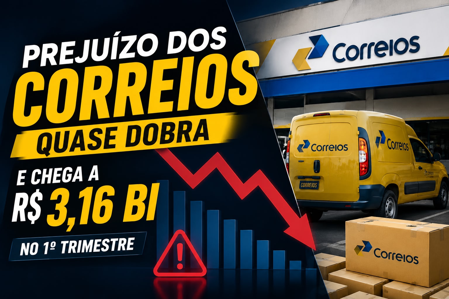 PREJUÍZO DOS CORREIOS QUASE DOBRA E CHEGA A R$ 3,16 BILHÕES NO PRIMEIRO TRIMESTRE DE 2026