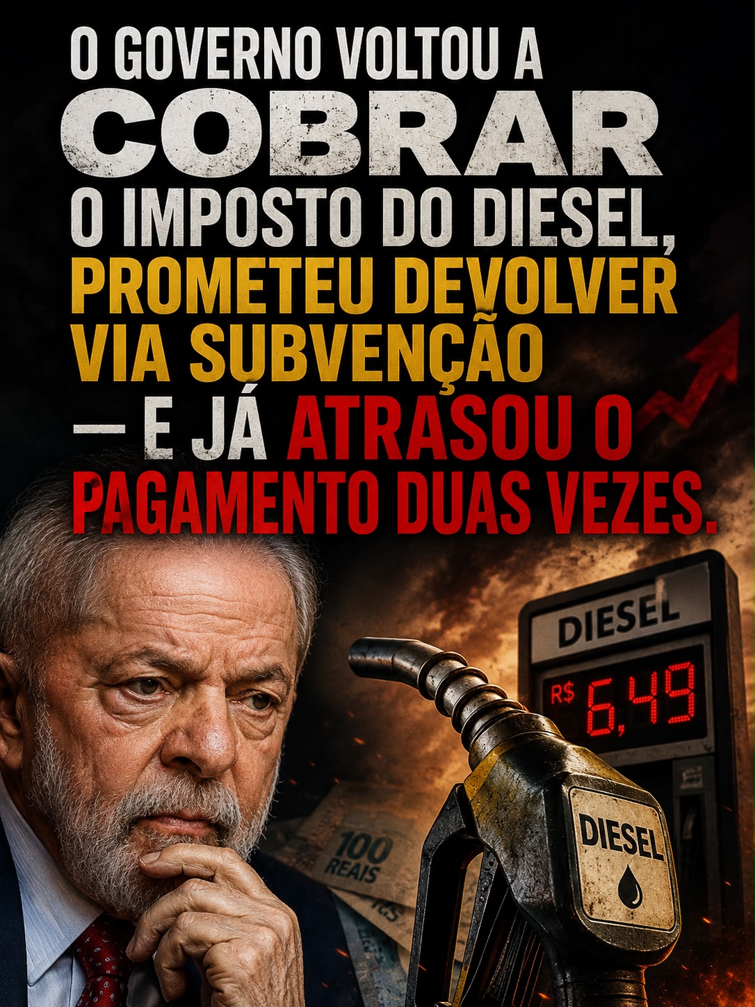GOVERNO COBRA IMPOSTO DO DIESEL, PROMETE DEVOLVER E ATRASA PAGAMENTOS