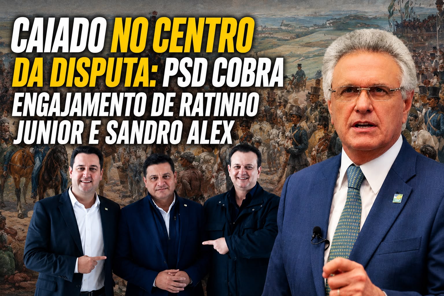 Caiado no centro da disputa: PSD cobra engajamento de Ratinho Junior e Sandro Alex