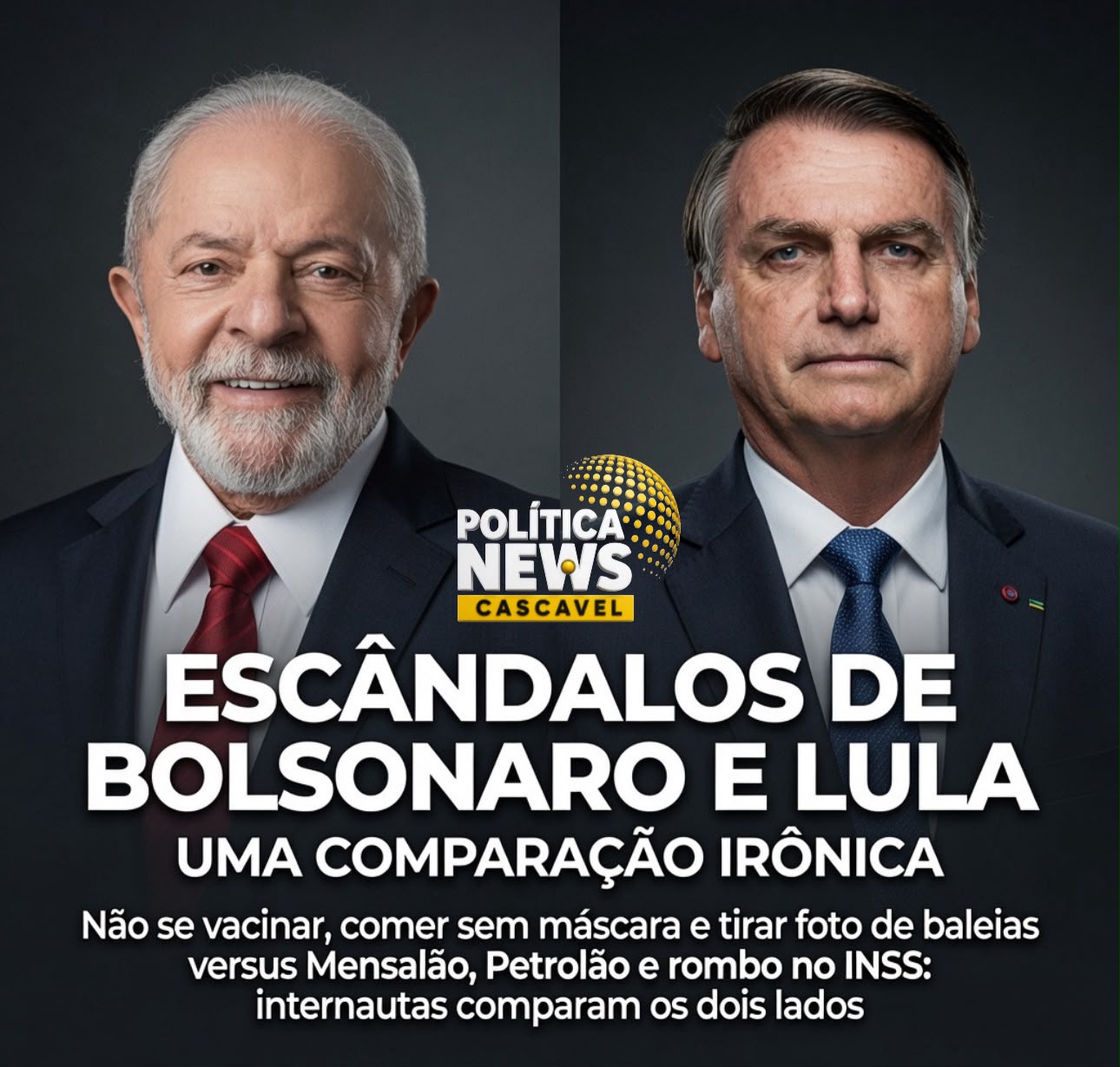Não se vacinar, comer sem máscara e tirar foto de baleias versus Mensalão, Petrolão e rombo no INSS: internautas comparam escândalos de Bolsonaro e Lula