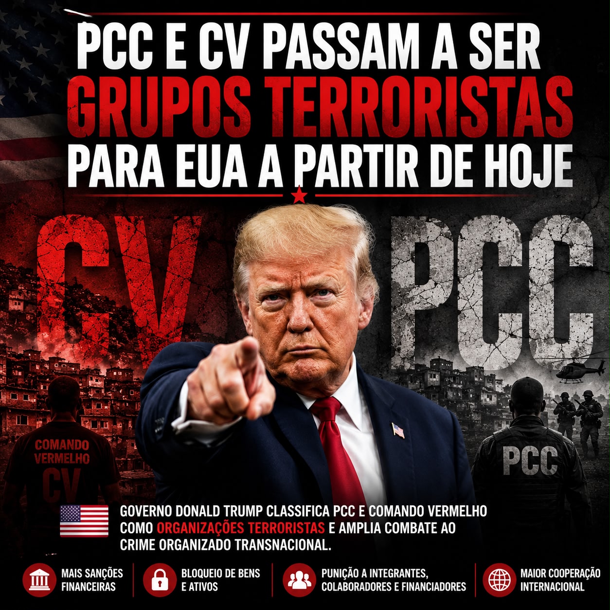 PCC e CV passam a ser grupos terroristas para EUA a partir de hoje