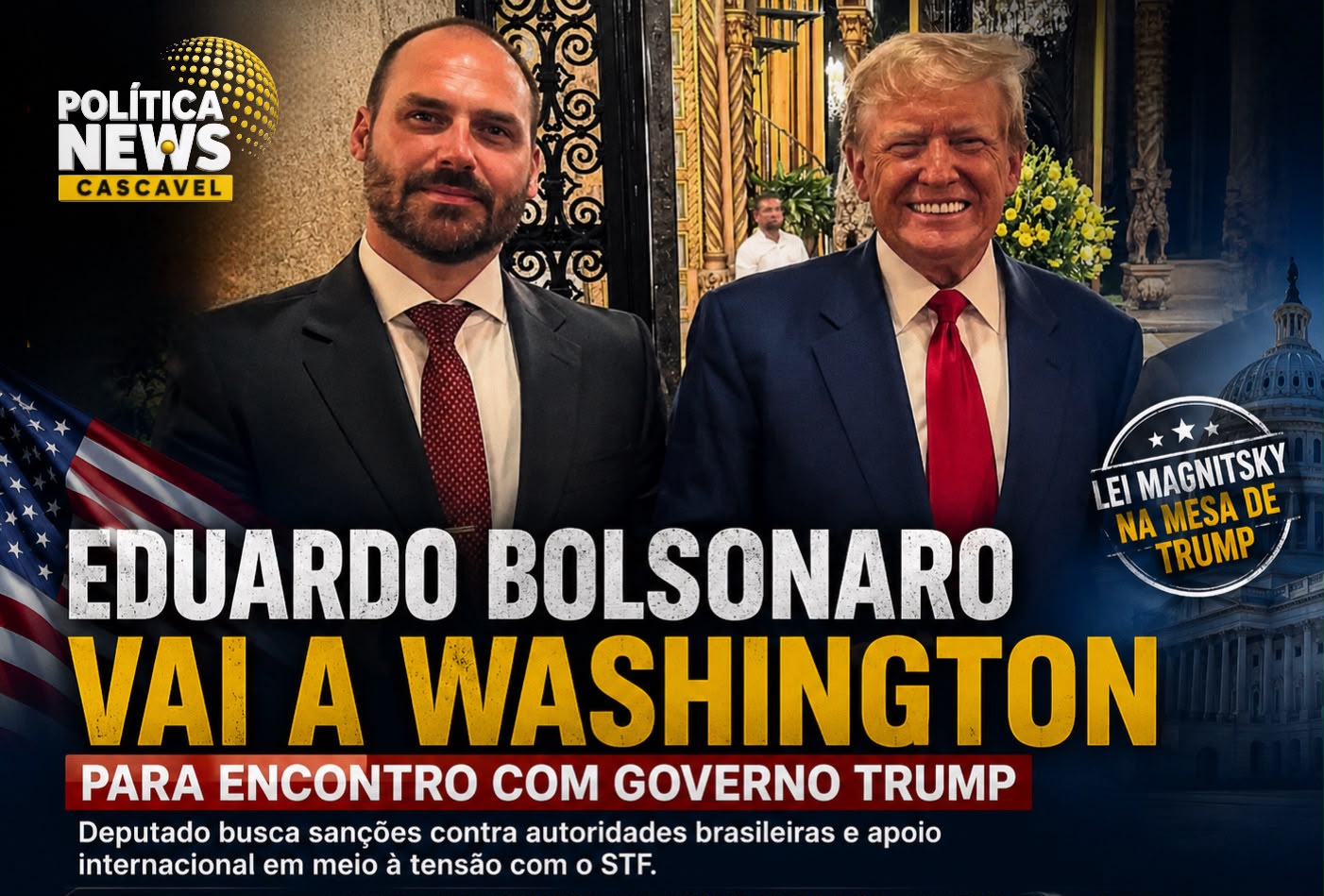 EDUARDO BOLSONARO VAI A WASHINGTON PARA ENCONTRO COM GOVERNO TRUMP