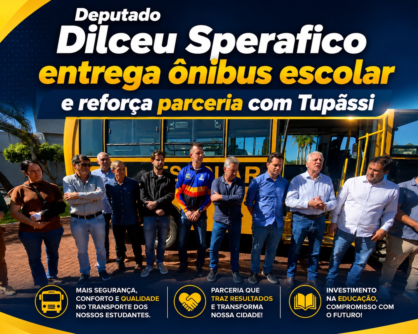 Deputado Dilceu Sperafico entrega ônibus escolar e reforça parceria com Tupãssi
