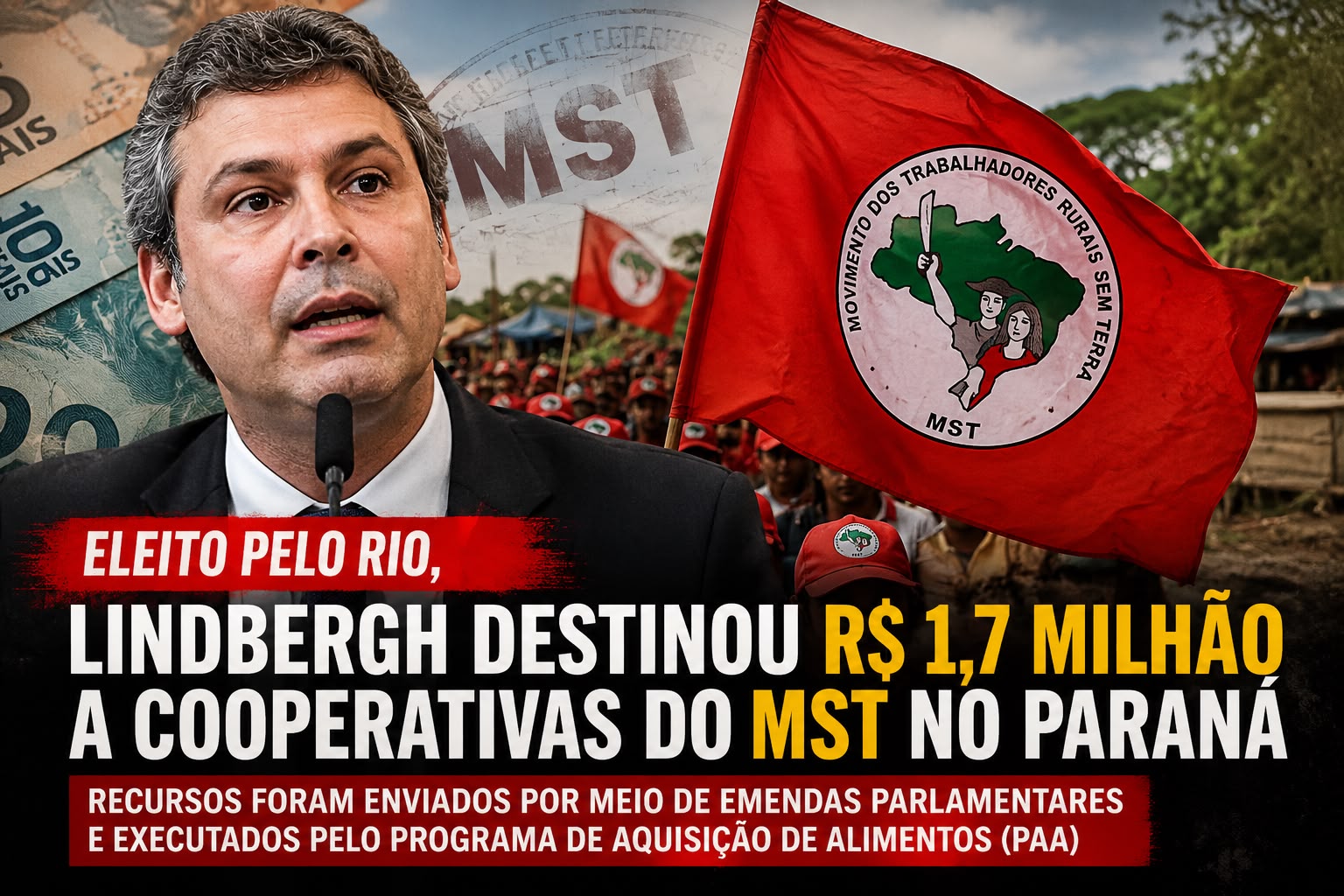 Eleito pelo Rio, Lindbergh destinou R$ 1,7 milhão a cooperativas ligadas ao MST no Paraná por meio de emendas