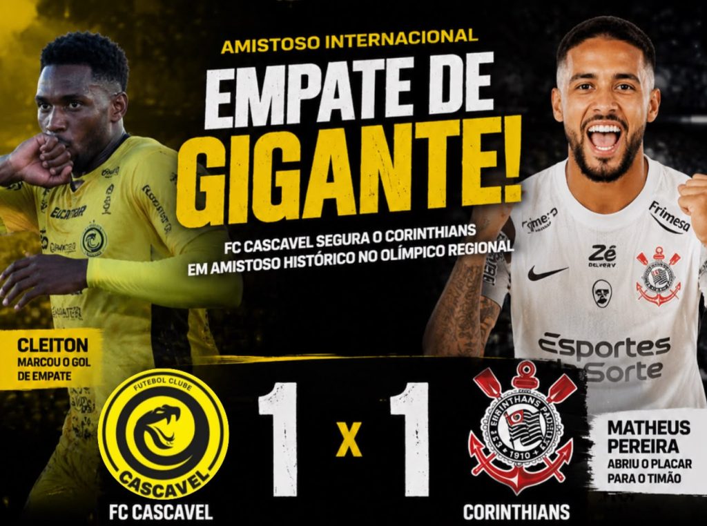 FC Cascavel empata com o Corinthians em amistoso histórico e faz grande apresentação diante de estádio lotado