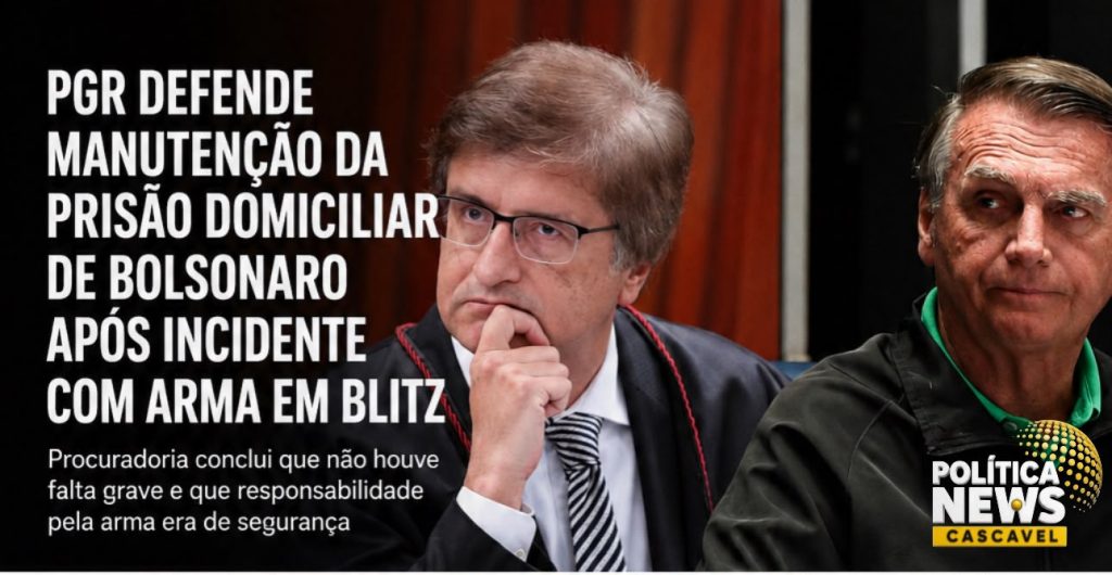 PGR defende manutenção da prisão domiciliar de Bolsonaro após incidente envolvendo arma apreendida em blitz