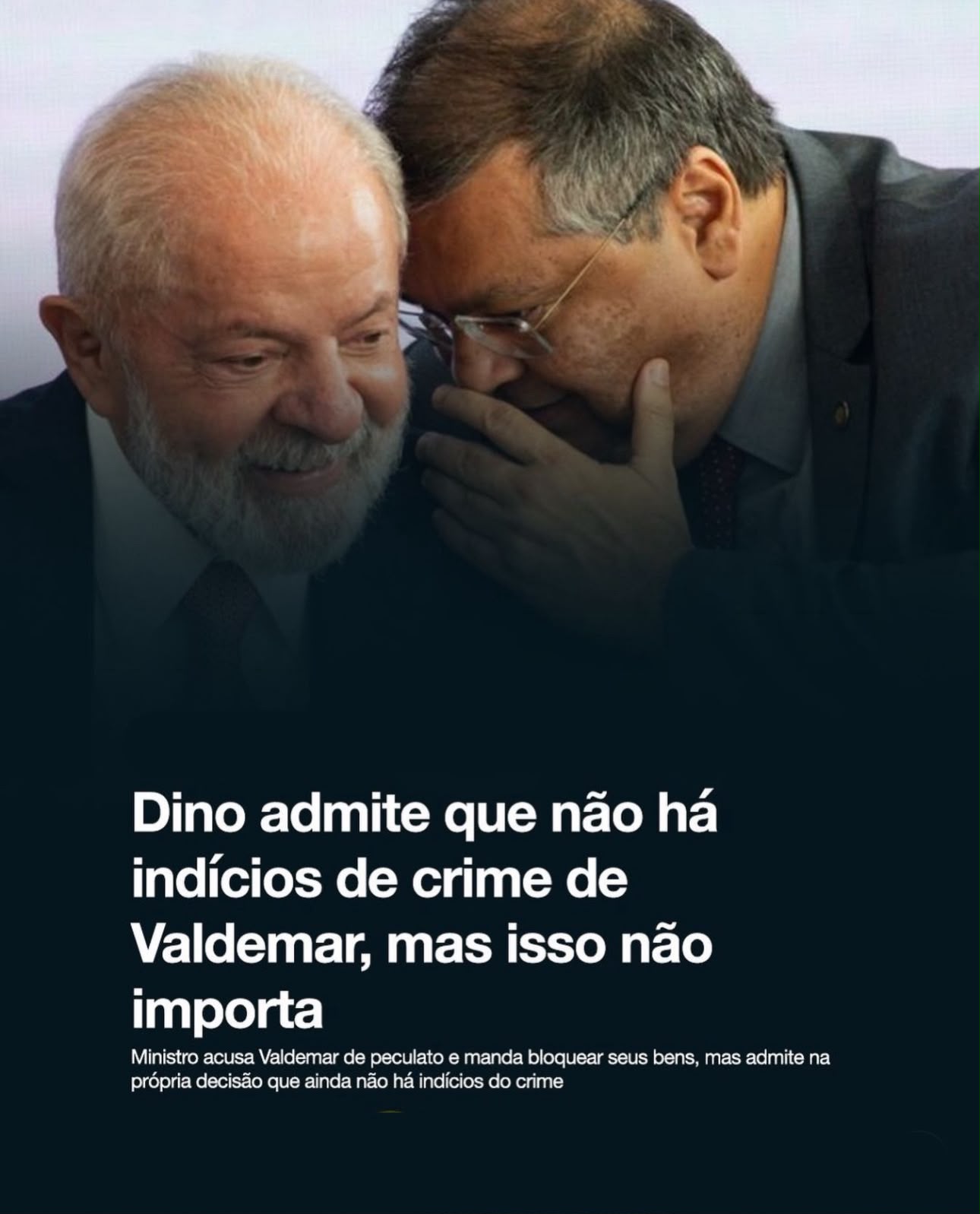 Dino afirma que ainda não há indícios de peculato contra Valdemar, mas mantém bloqueio de bens