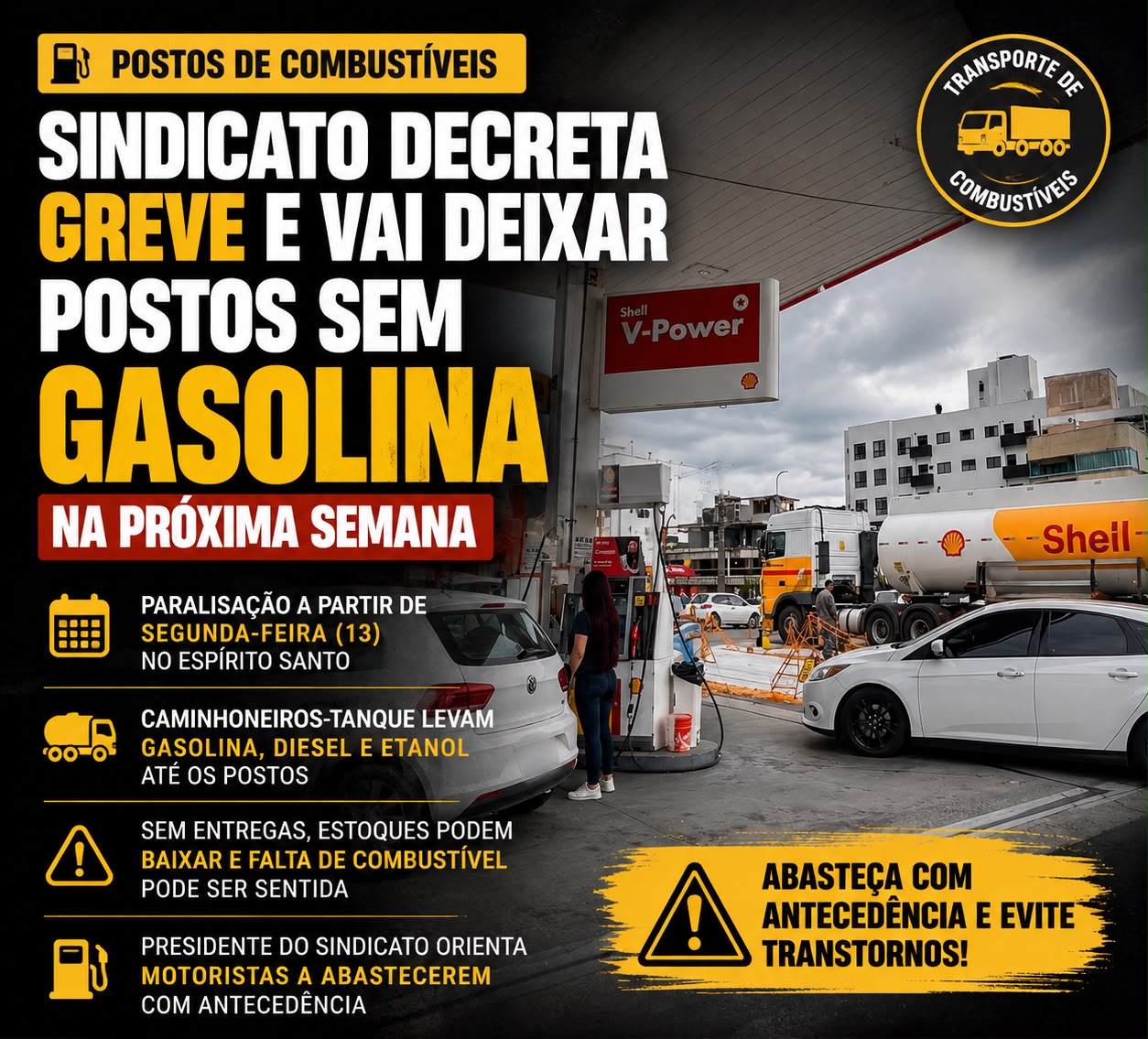 Greve de caminhões-tanque pode afetar abastecimento de combustíveis na próxima semana