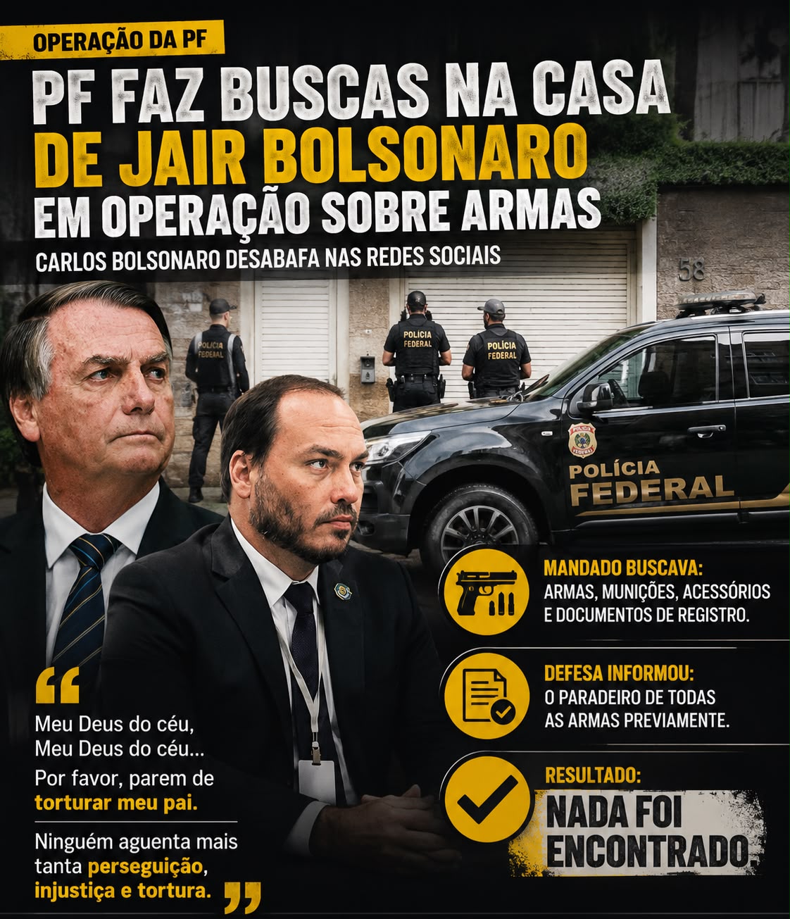 PF faz buscas na casa de Jair Bolsonaro em operação sobre armas