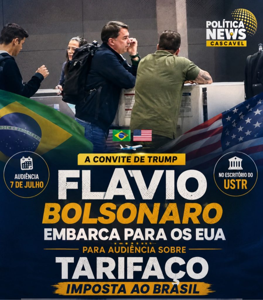 Flávio Bolsonaro embarca para os EUA para audiência sobre tarifaço de Trump