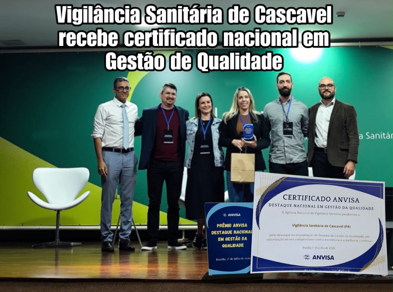 Vigilância Sanitária de Cascavel recebe certificado nacional em Gestão de Qualidade