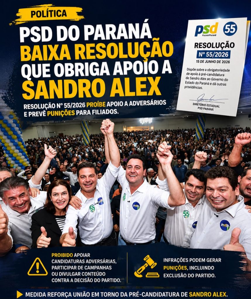 PSD do Paraná determina apoio obrigatório à pré-candidatura de Sandro Alex e prevê punições a filiados