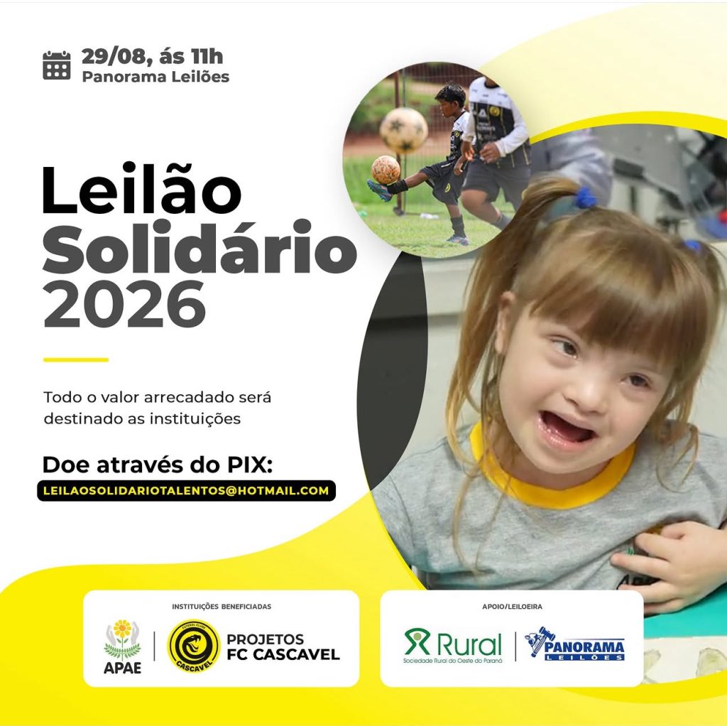 Leilão Solidário 2026 vai unir esporte e solidariedade para transformar vidas em Cascavel