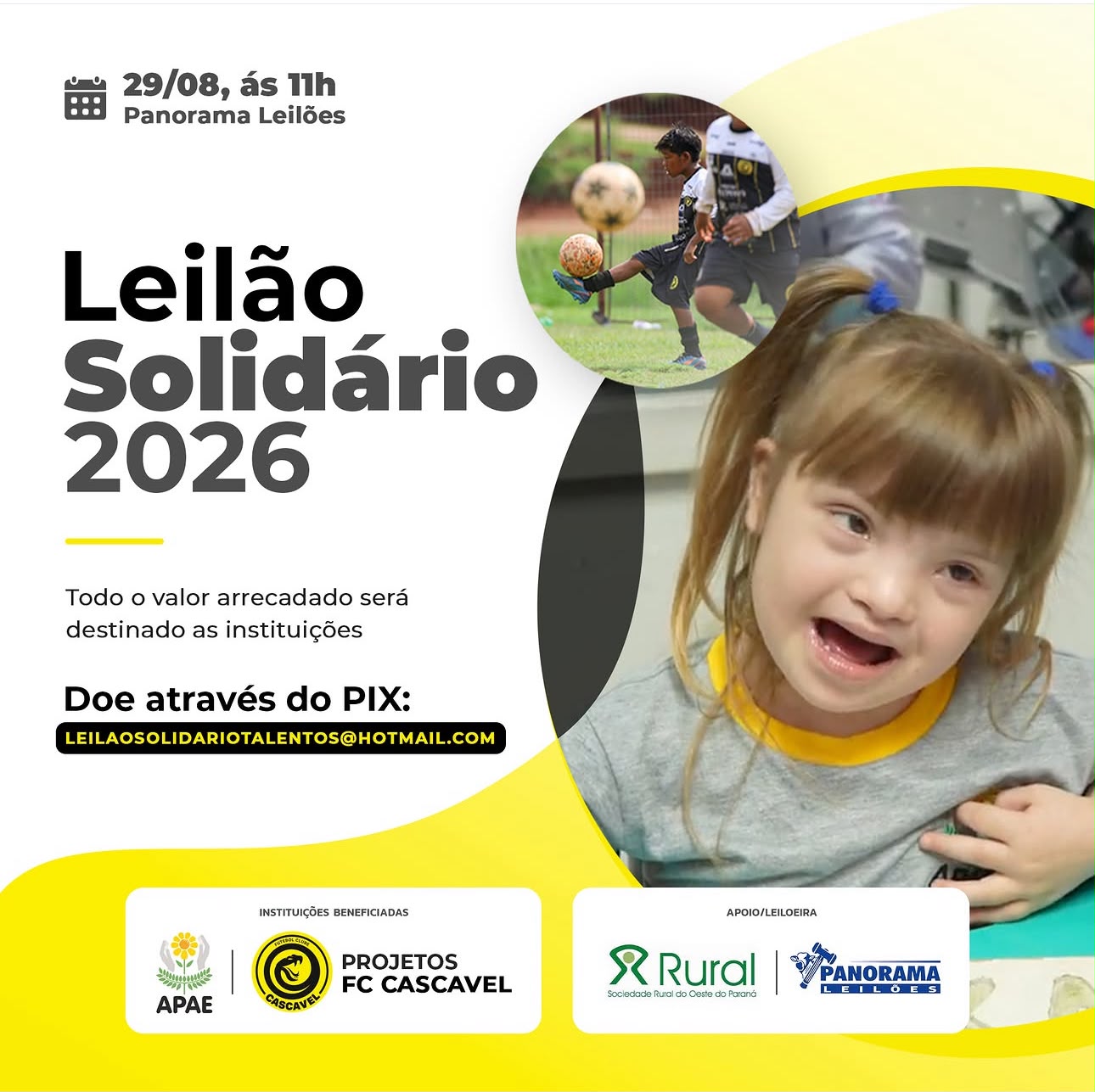 Leilão Solidário 2026 vai unir esporte e solidariedade para transformar vidas em Cascavel