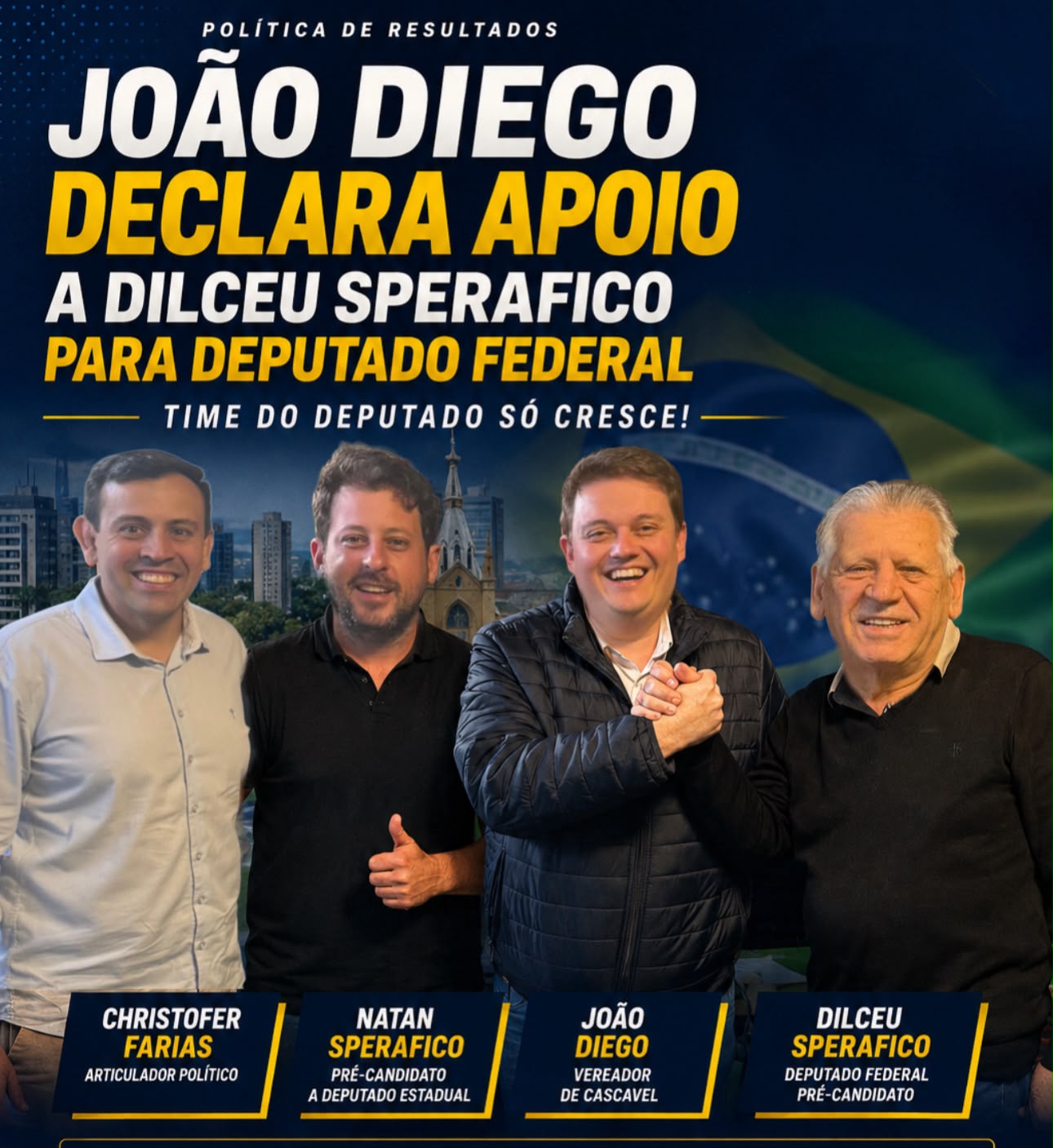 João Diego declara apoio a Dilceu Sperafico para deputado federal e fortalece grupo político em Cascavel